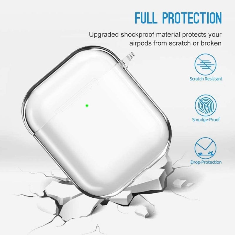 Valkit Compatible AirPod Case Cover, Clear Airpods Case with Keychain Soft TPU Protective Cover Shockproof Case for Girls Women Men Compatible with Apple AirPods Charging Case 2 & 1 - Transparent - Image 4
